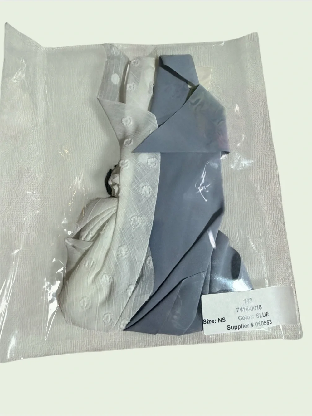 3 Hair Ribbon Elastics! BNWT Blue Gray & White Scrunchie